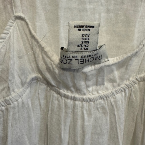 Rachel Zoe Dress Small Linen Blend Tiered White Crochet Panels Tassel - Picture 7 of 10